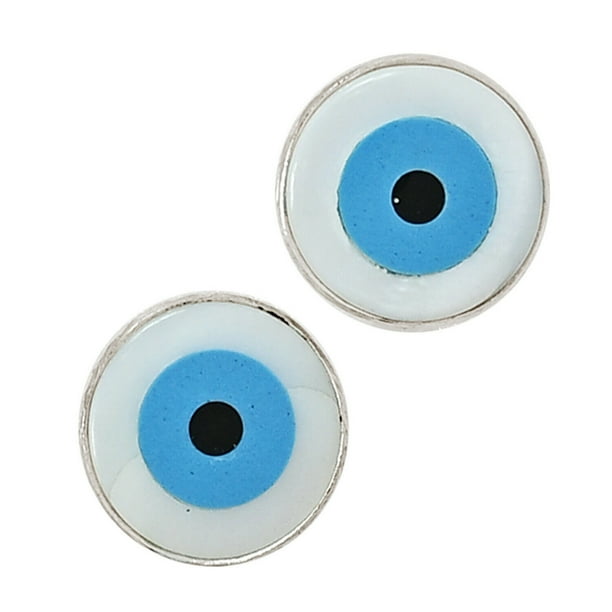 Sterling silver 925 small stud evil eye earrings with turquiose stones Sterling silver 925 small stud evil eye earrings with turquiose stones